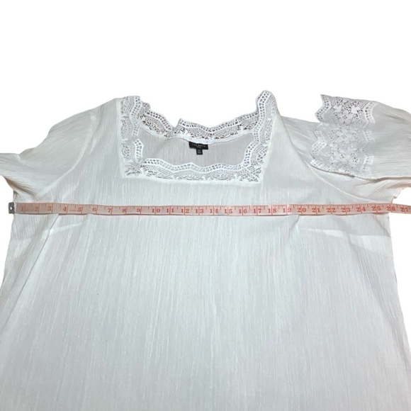 TALBOTS 100% Cotton Lace Trimmed Mini Dress / Beach Coverup 3/4 Sleeves US Sz 2X - Picture 5 of 8